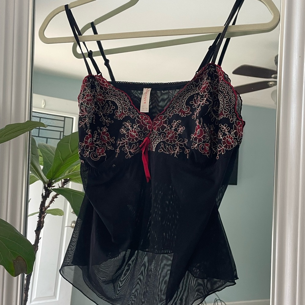 Cacique Black and Red Lace Camisole